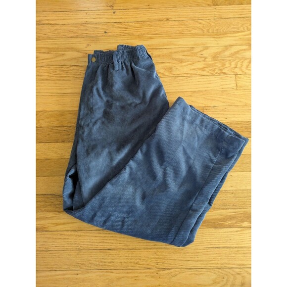 Haband Casual Joe Men's Blue Corduroy Pants Elastic Waist Relaxed Fit Size 40 S - Picture 1 of 4